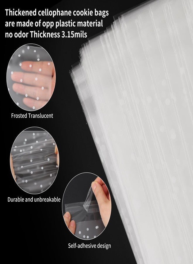 Motroce 416PCS Self Adhesive Cookie Bags Set, 200 Matte Semi Transparent White Polka Dot Cellophane Treat Bags with 216 Thank You Stickers for Bakery Biscuit Chocolate Snacks Dessert(5.5x5.5 Inches,Thicken) - Image 3